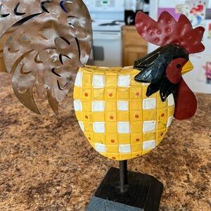 Yellow and Red Rooster Figurine